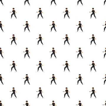 Seamless pattern with man holding flashlight exploring Stock Illustration