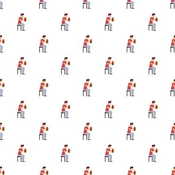 Seamless pattern with man making ceramic pottery vase Stock Illustration