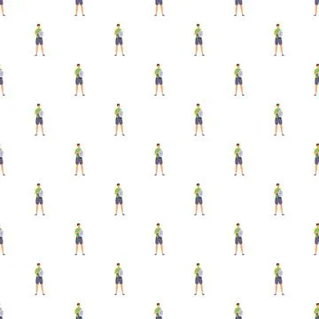 Seamless pattern of man training with weight plate Stockillustratie