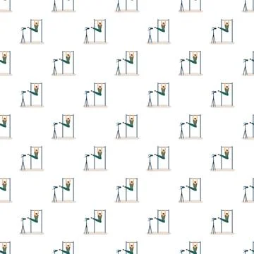 Seamless pattern of man vlogging workout on pull up bar Illustrazione stock