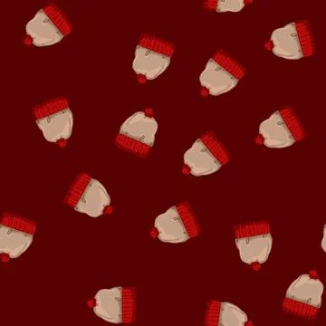 Seamless pattern man winter hat kid cartoon vector Stock Illustration