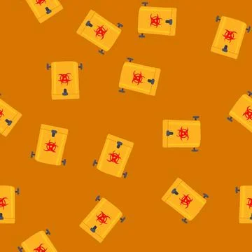 Seamless pattern management medical waste bin cartoon vector Stockillustratie