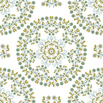 Seamless Pattern Mandala Blue Flowers Stock Illustration