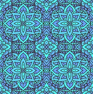 Seamless pattern mandala. Boho indian seamless texture. Vector batil blue design Stock Illustration