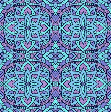 Seamless pattern mandala. Boho indian seamless texture. Vector batil blue design Illustrazione stock