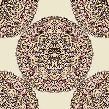 Seamless pattern with mandala circular elements Stock Illustration