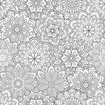 Seamless pattern of Mandala in ethnic oriental style. Decorative vintage flower Stock Illustration
