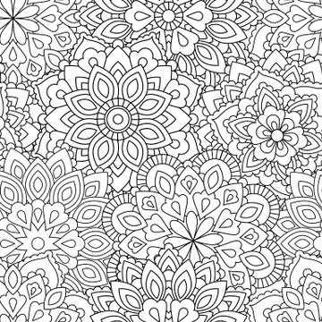 Seamless pattern of Mandala in ethnic oriental style. Decorative vintage flower Illustrazione stock
