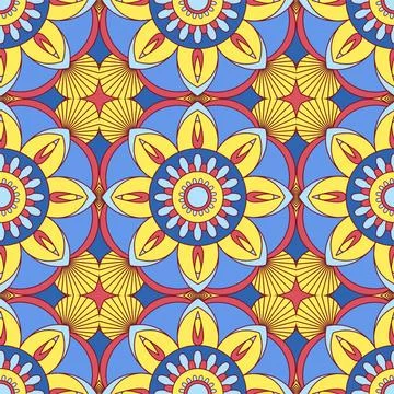 Seamless pattern. Mandala ornament vector. A symmetrical geometry color Illustrazione stock