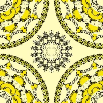 Seamless pattern with mandala for printing on fabric or paper. Hand drawn Stock Illustration