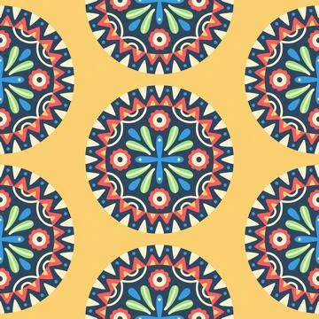 Seamless pattern with Mandala. Round symmetrical decorative ornament of abstr Stock-Illustration