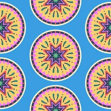 Seamless pattern with Mandala. Round symmetrical decorative ornament of abs.. Stock Illustration