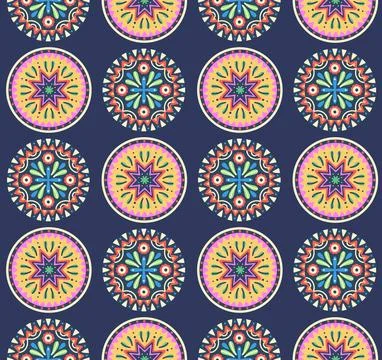Seamless pattern with Mandala. Round symmetrical decorative ornament of abs.. Stock Illustration