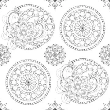 Seamless pattern with mandalas Stock Illustration