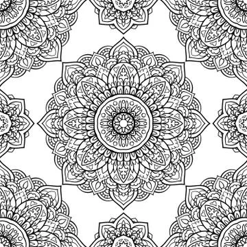 Seamless pattern of mandalas. Stock Illustration