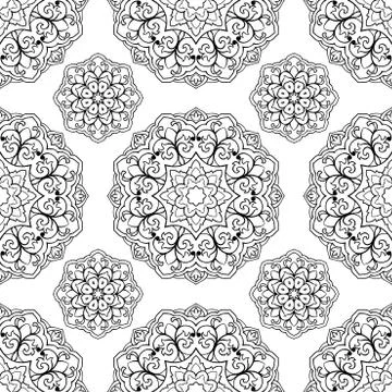 Seamless pattern of mandalas. Stock Illustration