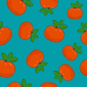 Seamless Pattern ,Mandarin on Azure Background 스톡 일러스트
