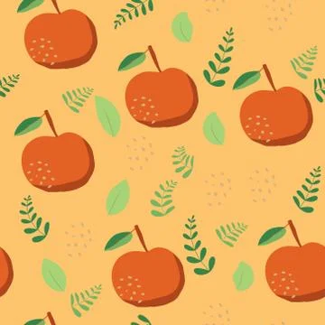 Seamless Pattern with mandarin Fruit and leaves. Illustrazione stock