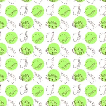 Seamless pattern with mango and green round shape イラスト素材