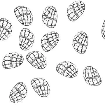 Seamless pattern mango cubes fruit sketch hand drawn Stock Illustration