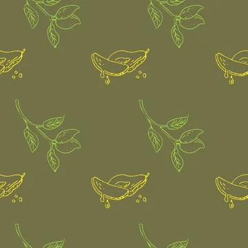 Seamless pattern with mango on dark background Stock Illustration