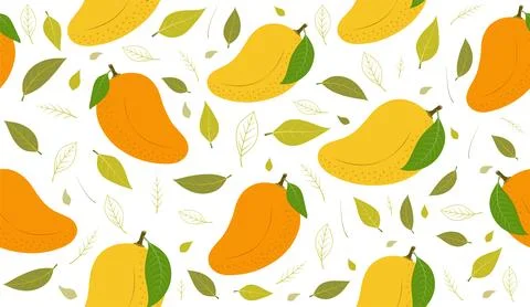 Seamless pattern with mango fresh fruits Stock Illustration