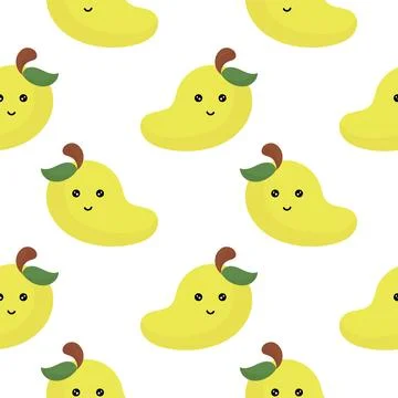 Seamless pattern of mango fruit characters Stock Illustration