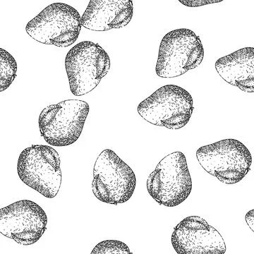 Seamless pattern mango fruit yellow sketch hand drawn Stock Illustration