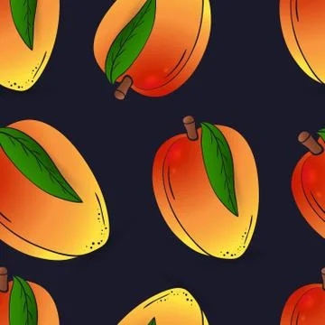 Seamless pattern of mango with leaves Stock Illustration