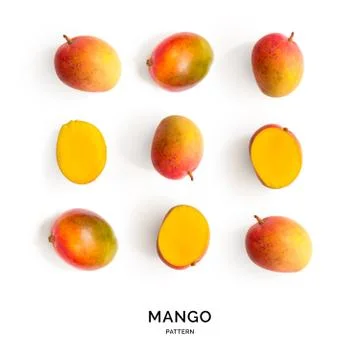 Seamless pattern with mango. Mango on the white background. Stock Photos