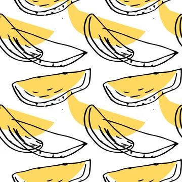 Seamless pattern with mango slice - summer design Stock Illustration