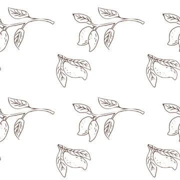 Seamless pattern with mango, tropical fruit background Stock Illustration