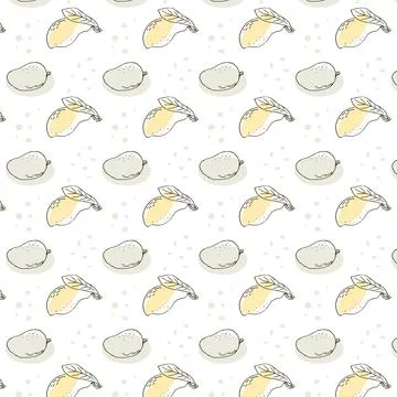 Seamless pattern with mango, tropical fruit background イラスト素材