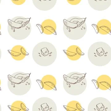 Seamless pattern with mango, tropical fruit background Stock Illustration