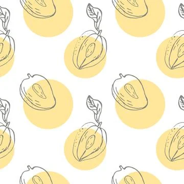 Seamless pattern with mango, tropical fruit background 스톡 일러스트