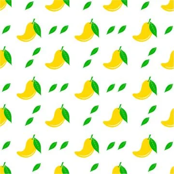 Seamless pattern with mango. Vector texture illustration. Illustrazione stock