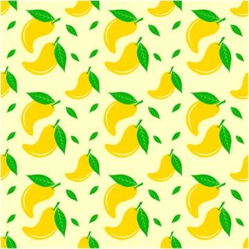 Seamless pattern with mango. Vector texture illustration. Stock Illustration