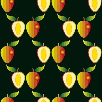 Seamless pattern with mangoes Stock Illustration