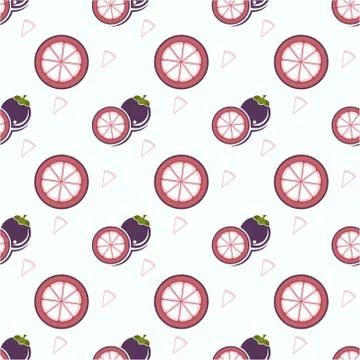 Seamless pattern mangosteen fruit, vector illustration. Illustrazione stock