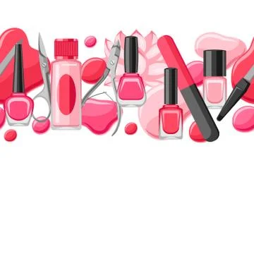 Seamless pattern with manicure tools. 스톡 일러스트