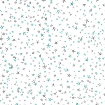 Seamless pattern of many blue and brown snowflakes on white background. Chris Stock-Illustration
