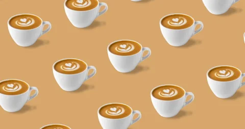 Seamless pattern with many coffee cups Stock Footage 134476419