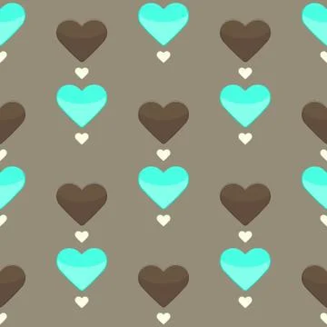 Seamless pattern with many colorful hearts Stock Illustration