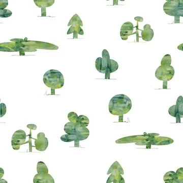 Seamless pattern, many different trees on display. Stock Illustration