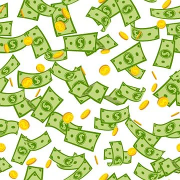 Seamless pattern many money rain cartoon vector イラスト素材