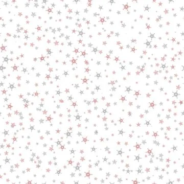 Seamless pattern of many red and grey snowflakes on white background. Christm Stock-Illustration