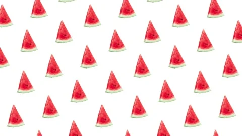 Seamless pattern with many red ripe watermelon slices Stock Footage 157129876