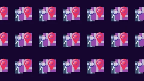 Seamless pattern of map location pin, search, navigation icons in background Stock Footage 323021799