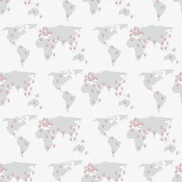 Seamless pattern Map of world with points of location Coronavirus COVID-19 .  Illustrazione stock