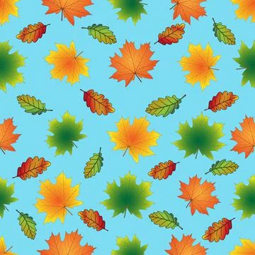 Seamless pattern maple and oak leaves autumn Illustrazione stock
